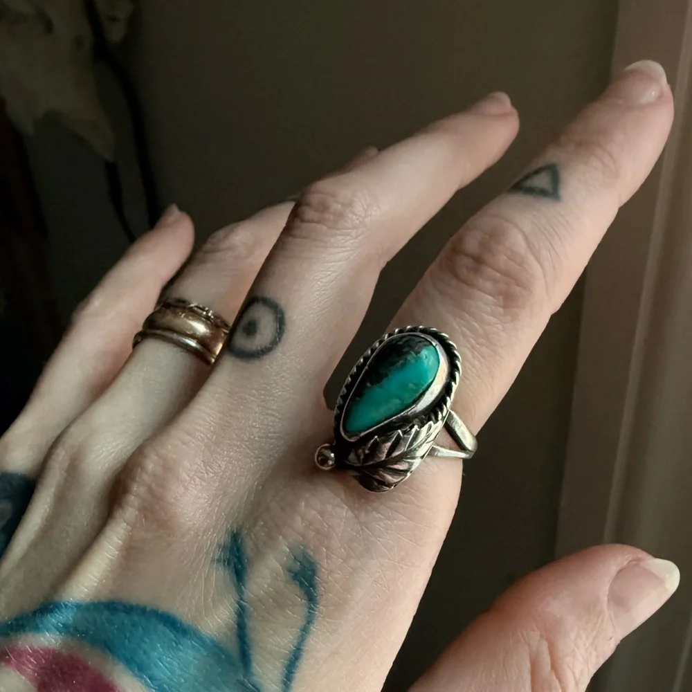 Southwestern Turquoise Sterling Ring - Picture 2 of 6